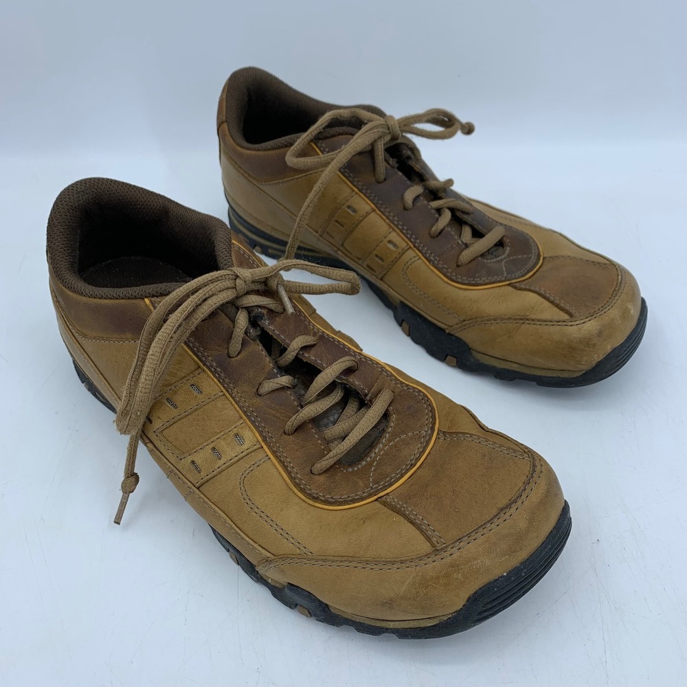 Skechers Mens 8.5 Brown Leather Low Top Lace Up Casual Sneakers Shoes Y2K Dad